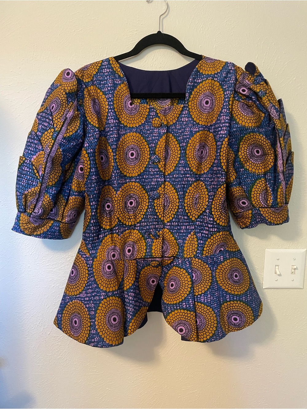 Handmade African Ethnic Balloon Sleeve with peplum Size L/XL